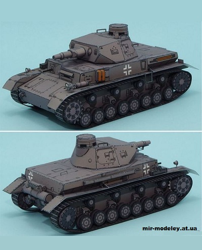 №140 - Средний танк Pz.Kpfw. IV Ausf. D с двумя видами башни [Lazylife] из бумаги — скачать развертку из бумаги