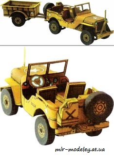 №1057 - Jeep Willys s vozikem [ABC 2006-22] из бумаги