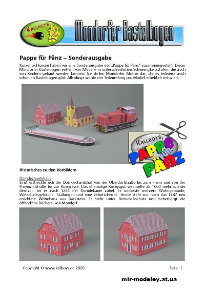 №1070 - Pappe für Pänz - Sonderausgabe (Mondorfer Bastelbogen) из бумаги