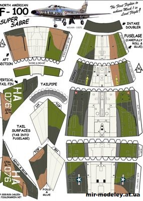 №10592 - North American F-100 Super Sabre (Fiddlers Green) из бумаги — скачать развертку из бумаги