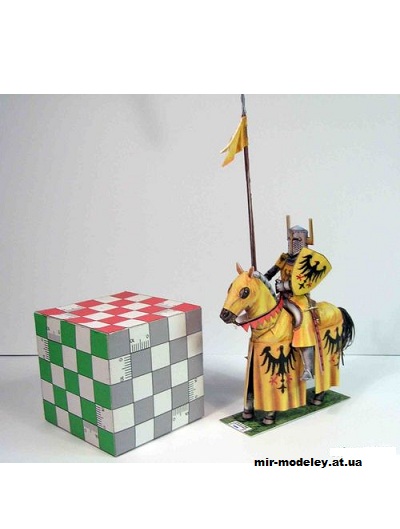 №10958 - Конный рыцарь Calenzano 1325 (54mm) (Fabrizio Prudenziati) из бумаги