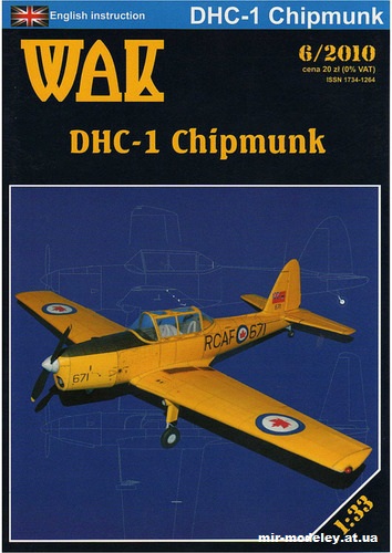 №11146 - Учебно-тренировочный самолет DHC-1 Chipmunk (WAK 6/2010) из бумаги