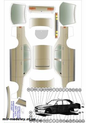 №11268 - Легковой автомобиль BMW M5 (Elektron-Zenit 8/1994) из бумаги — развертка из бумаги
