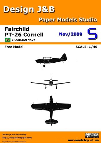 №11223 - Учебно-тренировочный самолет Fairchild PT-26 Cornell (Design J&B) из бумаги
