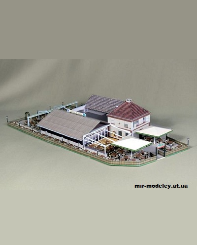 №1163 - Ресторан-паром на воде «Zur Siegfähre» (Mondorfer Bastelbogen) из бумаги