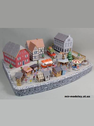 №1189 - Рождественский рынок на улице Rheinallee / Weihnachtsmarkt in der Rheinallee (Mondorfer Bastelbogen) из бумаги