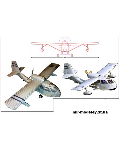 №11433 - Легкий самолет-амфибия Republic RC-3 Seabee (Gahm) из бумаги