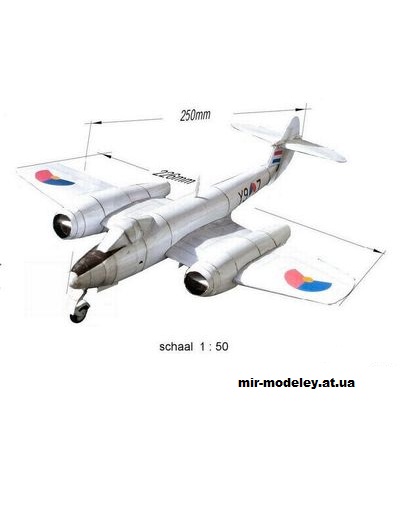№11429 - Реактивный истребитель Gloster Meteor Mk.4 (Gahm) из бумаги