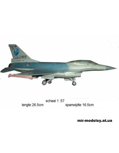 №11419 - Многоцелевой истребитель F-16A Fighting Falcon (Gahm) из бумаги