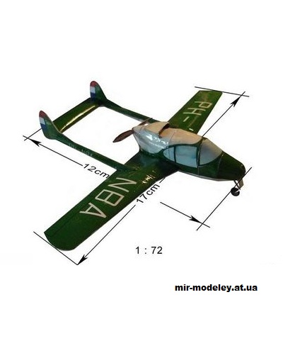 №11424 - Легкий туристский самолёт Fokker F.25 Promotor (Gahm) из бумаги