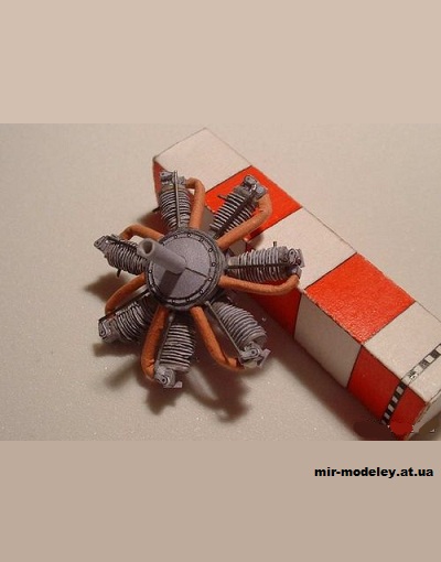 №11834 - Авиационный двигатель Le Rhône 7B (Criquet) из бумаги