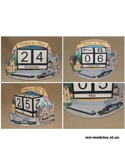 №1252 - Вечный календарь / Rheinkilometer Kalender (Mondorfer Bastelbogen) из бумаги
