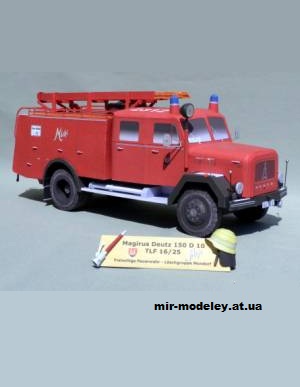 №1219 - Пожарная машина Magirus-Deutz 150 D 10 TLF 16/25 „Micki“ (Mondorfer Bastelbogen) из бумаги