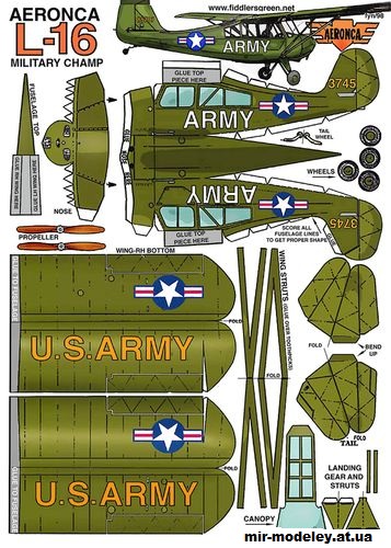 №12321 - Aeronca L16 (Fiddlers Green) из бумаги