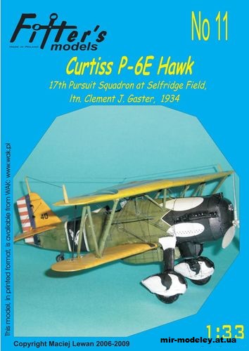 №12386 - Curtiss P-6E Hawk (Fitters Model) из бумаги
