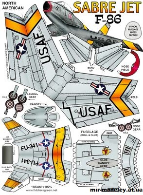 №12345 - F-86 Sabre Jet (Fiddlers Green) из бумаги