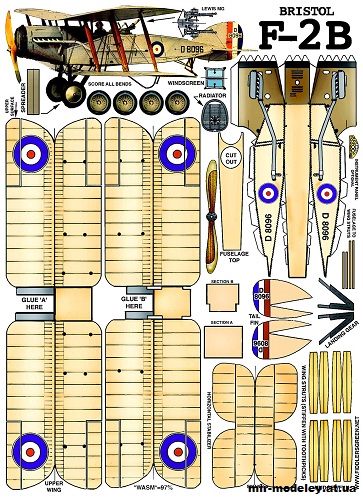 №12343 - F-2B Bristol (Fiddlers Green) из бумаги