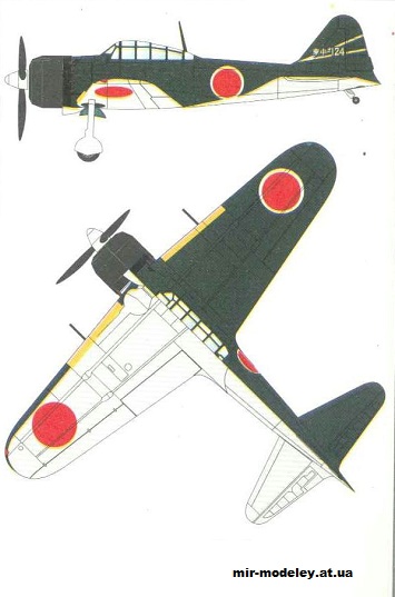 №12457 - Mitsubishi A6M5 Zero (KEL 008) из бумаги