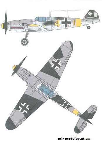 №12474 - Истребитель Messerschmitt Bf-109F (KEL 055) из бумаги