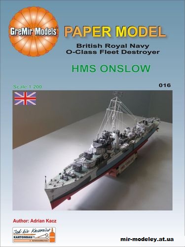 №12406 - HMS Onslow (GreMir Models 016) из бумаги