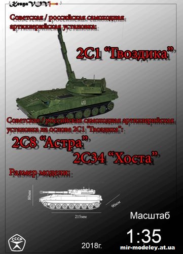 №12515 - САУ 2С1 «Гвоздика», 2С8 «Астра», 2С34 «Хоста» (KesyaVOV) из бумаги
