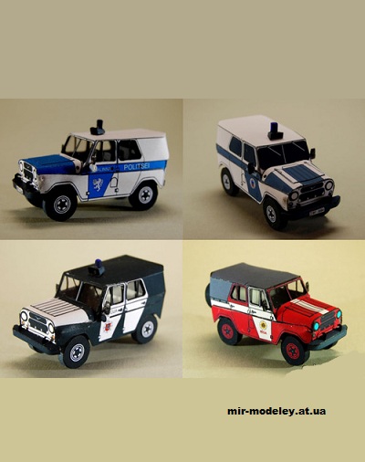 №12779 - УАЗ-469 пожарная Латвии, полиция Латвии, Эстонии и Литвы (Перекрас Oktan) из бумаги
