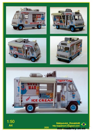 №12838 - Ice Cream Van (PapeRoom) из бумаги