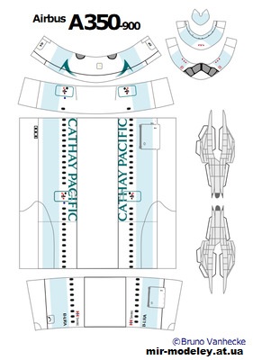 №12945 - Airbus A350-900 Cathay Pacific (Bruno VanHecke - Christopher Roden) из бумаги
