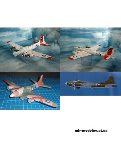 №12965 - Boeing B-17 Flying Fortress - 4 варианта (Bruno VanHecke) из бумаги