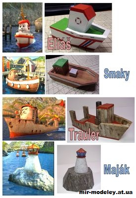№12908 - Eliáš, Smaky, Trauler a maják (Záchranná loďka Eliáš) из бумаги