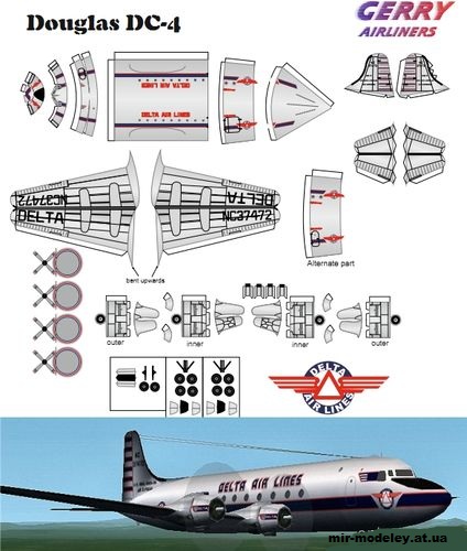 №13010 - Douglas DC-4 Delta Airlines [Bruno VanHecke - Jaromir Smid] из бумаги