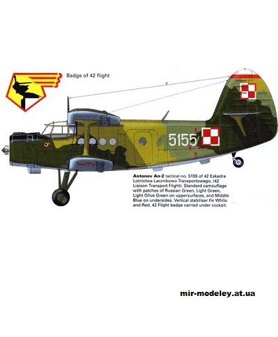 №13078 - Antonov An-2 Polish Air Force (Bruno VanHecke - Rata) из бумаги