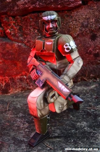 №13199 - Кадийский солдат / Cadian trooper (Warhammer 40K) (PR Models) из бумаги