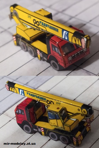 №13163 - Автокран на шасси КамАЗ (PR Models) из бумаги