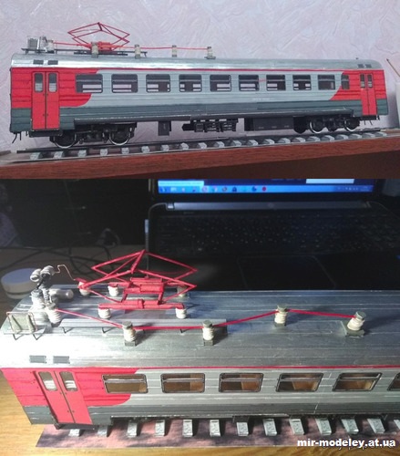 №13270 - Моторный или прицепной вагон электропоезда ЭР9ПК-180 в корпоративной схеме окраски РЖД (Конверсия WMC 21) из бумаги