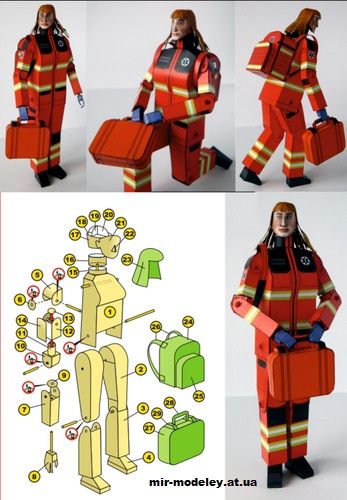 №13209 - Zachranarka / Парамедик (PR Models) из бумаги