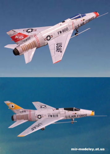 №13242 - North American F-100С Super Sabre (TSMC) из бумаги