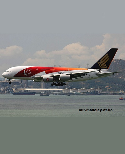 №13440 - Airbus A380-800 Singapore Airlines SG 50 Special Livery (Hermercraft) из бумаги