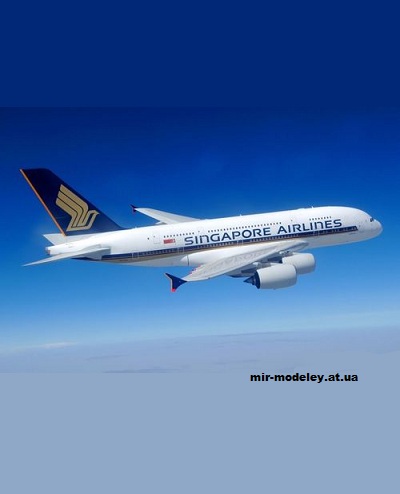 №13439 - Airbus A380-800 Singapore Airlines (Hermercraft) из бумаги