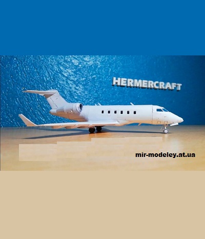 №13524 - Bombardier Challenger 300 White с салоном (Hermercraft) из бумаги