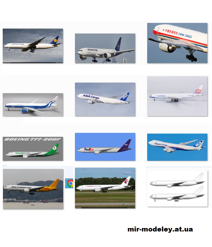 №13517 - Boeing 777F - 13 самолетов (Hermercraft) из бумаги