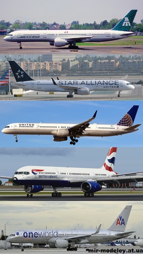 №13499 - Boeing B757-200 Mexicana, British Airways, United, United Star Alliance, American Airlines One World (Hermercraft) из бумаги