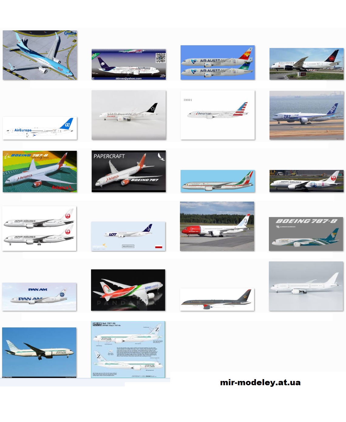 №13518 - Boeing 787-8 - 24 модели (Hermercraft) из бумаги