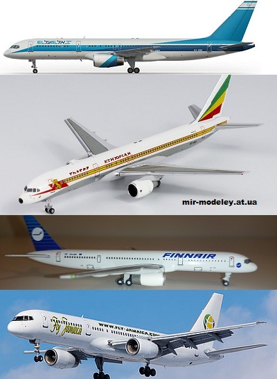 №13504 - Boeing 757-200 EL AL Israel Retro, Ethiopian, FINNAIR, Fly Jamaica (Hermercraft) из бумаги
