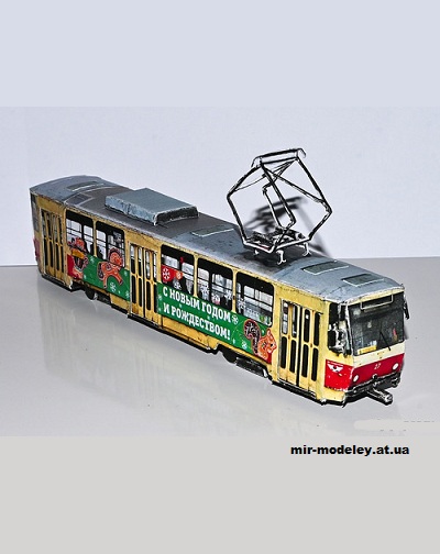 №13592 - CKD Tatra T6B5SU №27 в новогодней окраске (Mungojerrie) из бумаги