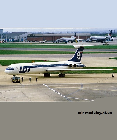 №13528 - Ил-62М LOT - Польские авиалинии / Il-62M LOT Polish Airlines (Hermercraft) из бумаги