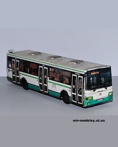 №13623 - ЛиАЗ-5256.53 №173 в бело-зелёной окраске, г. Рыбинск (Mungojerrie) из бумаги