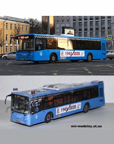 №13627 - Автобус ЛиАЗ-5292.22 №030744 с баннером ко дню Победы (Mungojerrie) из бумаги