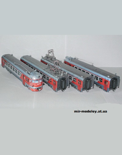 №13613 - Электропоезд ЭР9ПК-321 в корпоративной схеме окраски РЖД (головной, прицепной и моторный вагоны) [Mungojerrie] из бумаги