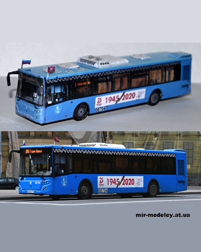 №13630 - Автобус ЛиАЗ-5292.65 №08704 с баннером ко дню Победы (Mungojerrie) из бумаги